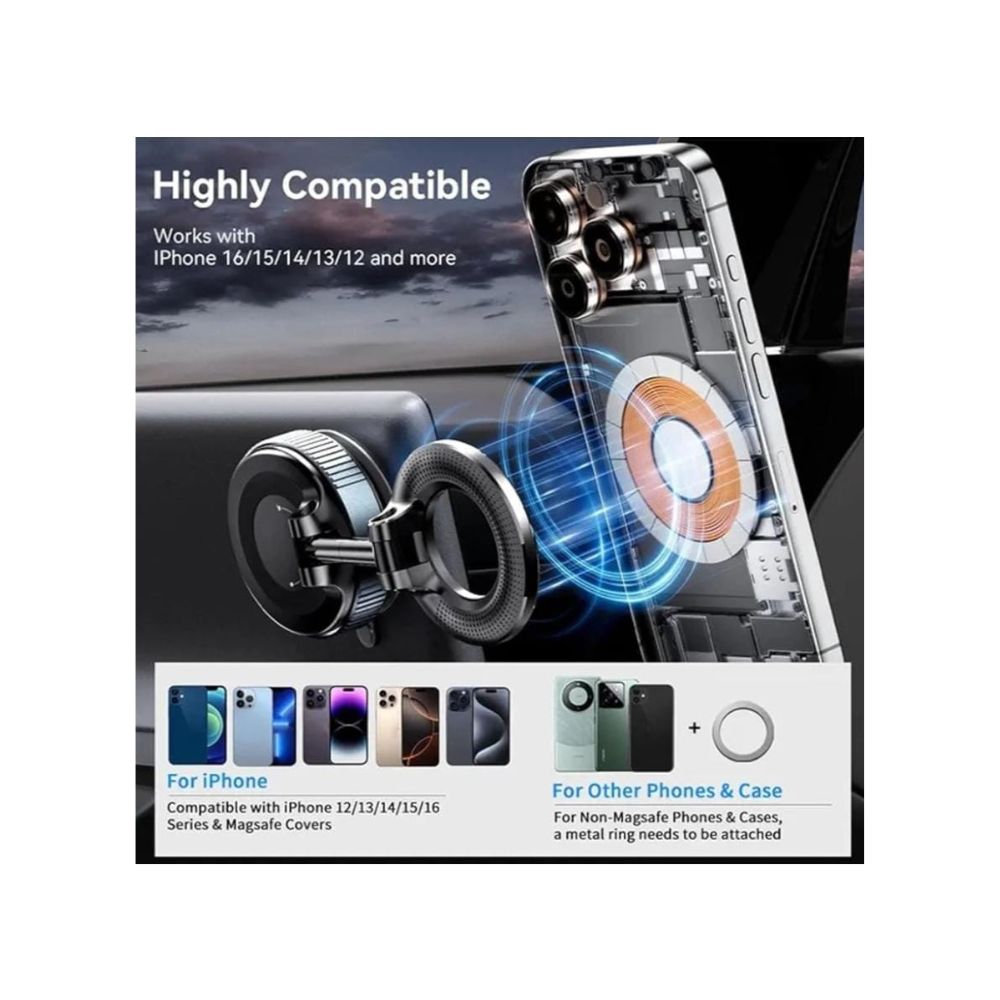 Foldable Magnetic Car Phone Holder | 360° Rotating Suction Mount, Universal