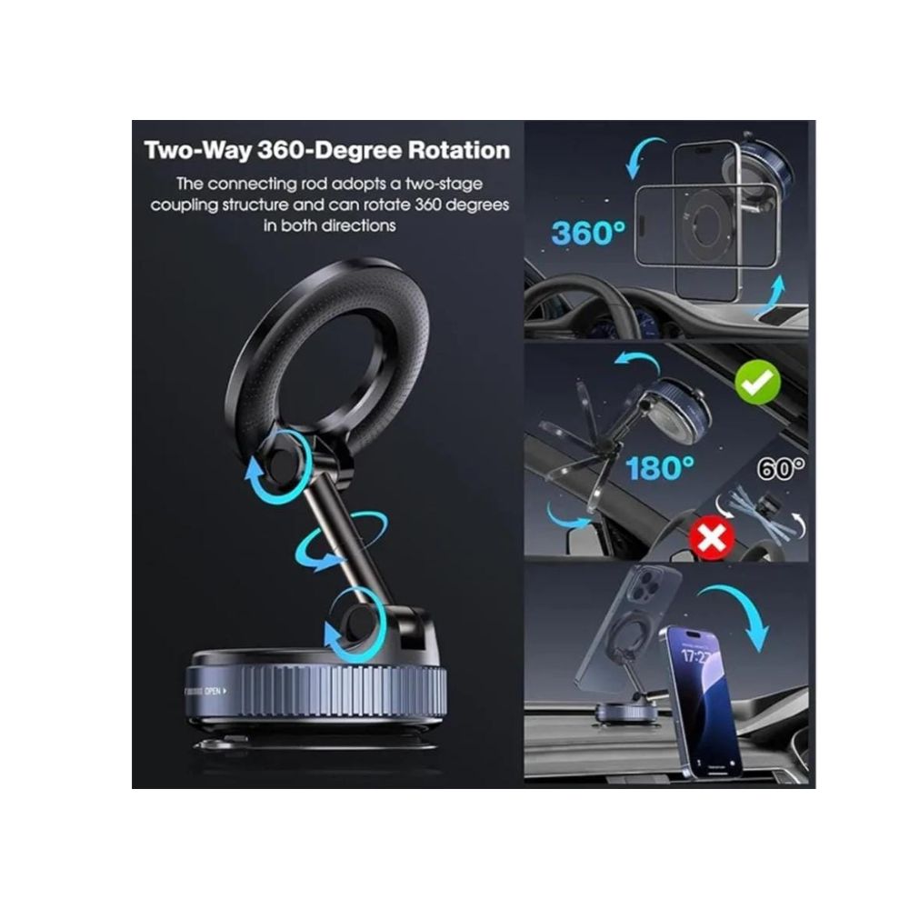 Foldable Magnetic Car Phone Holder | 360° Rotating Suction Mount, Universal