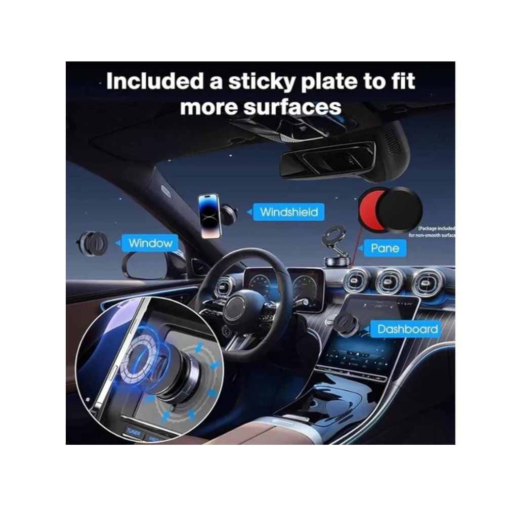 Foldable Magnetic Car Phone Holder | 360° Rotating Suction Mount, Universal